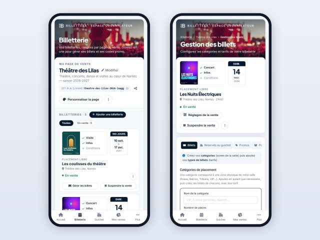 Sur téléphone : vos billetteries et vos tarifs