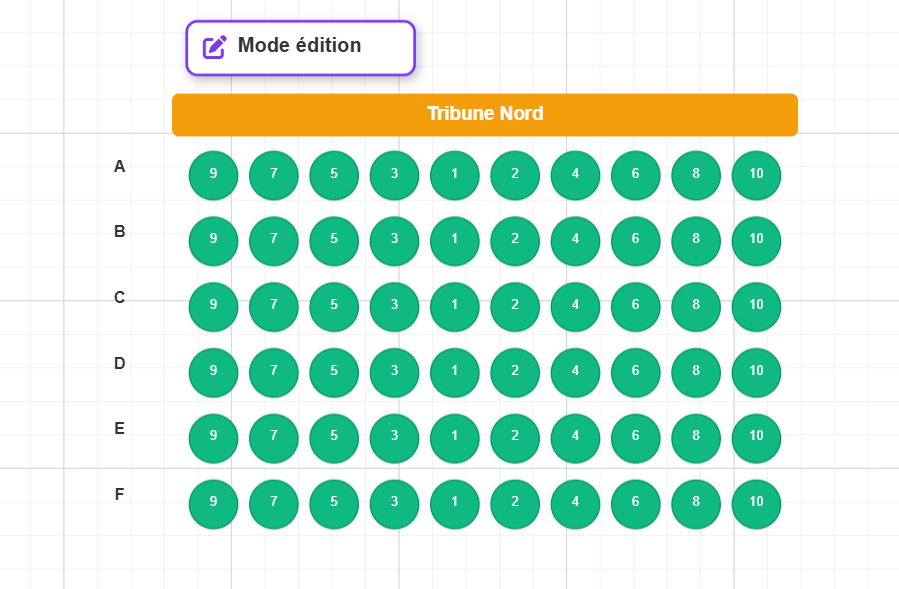 Straight stand with parallel rows, interactive seating chart software Billettera