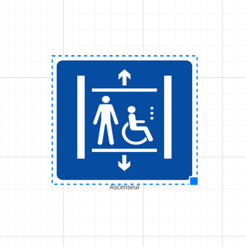Elevator pictogram for accessible seating chart, Billettera
