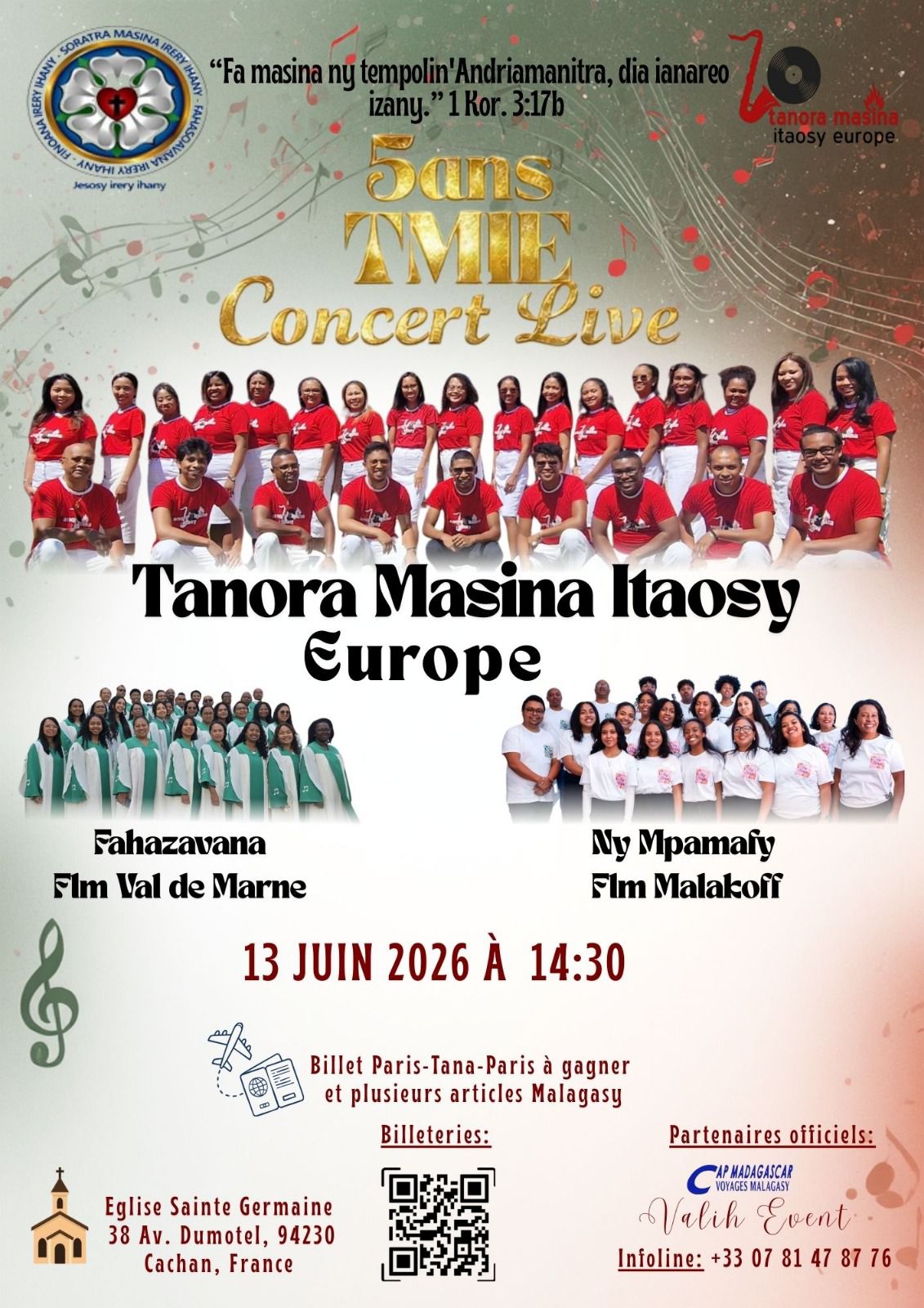 Concert Live- 5ème anniversaire de la Chorale Tanora Masina Itaosy Europe - Image de l'événement