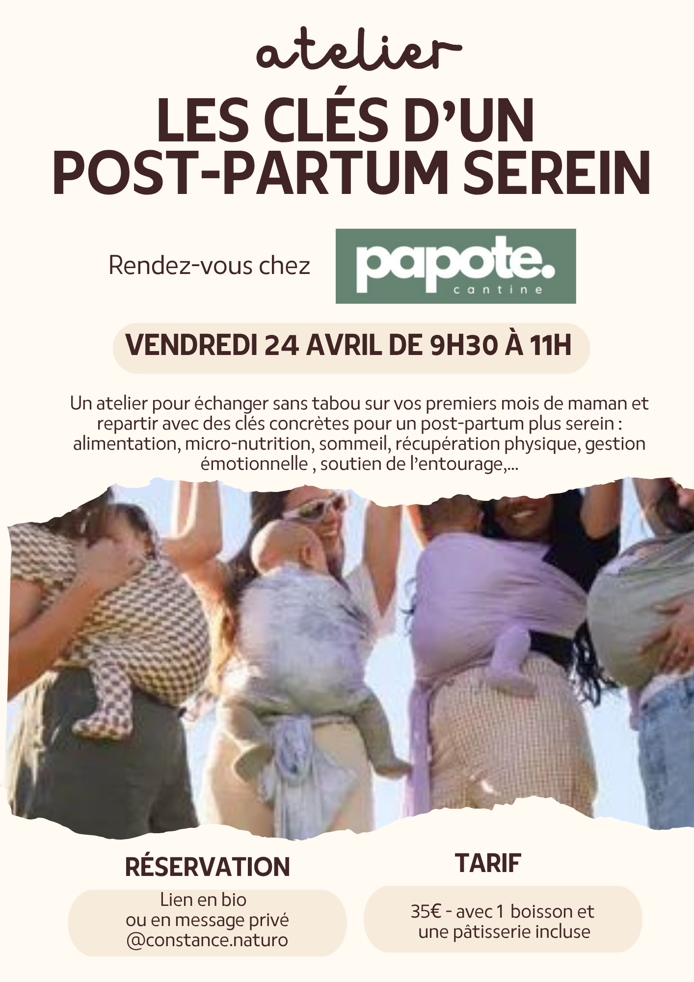Atelier Les clés d’un  post-partum serein - Papote Cantine - Image de l'événement