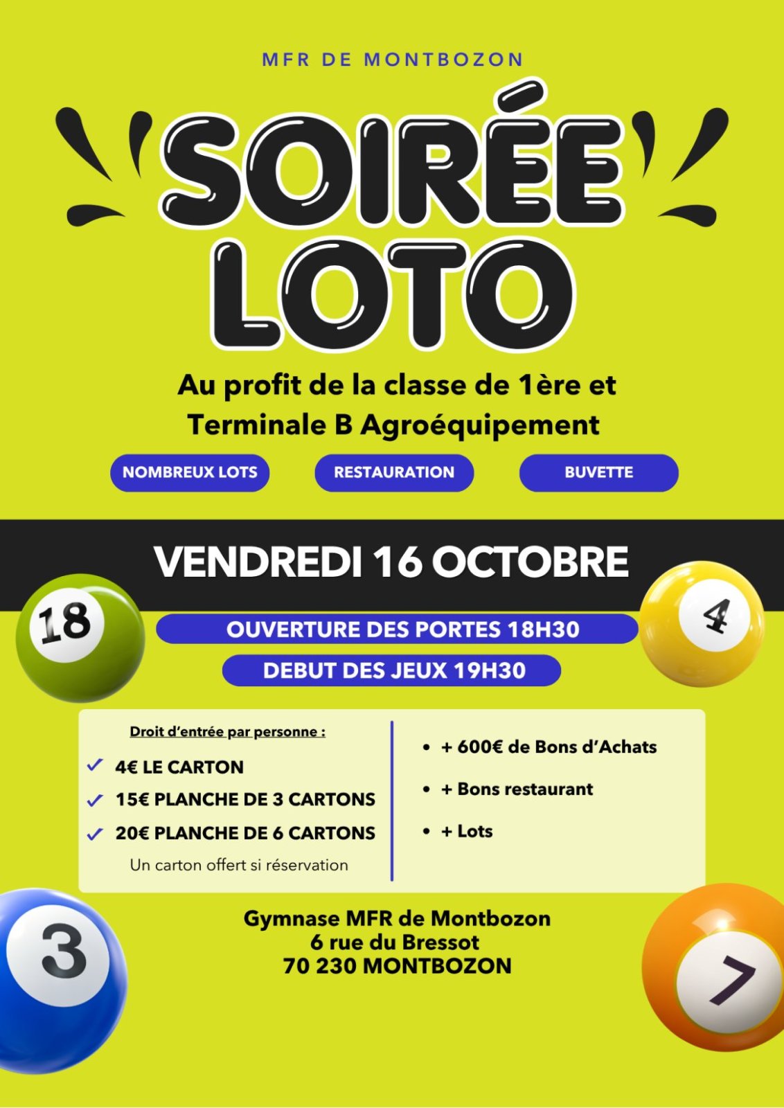 loto MFR 16 octobre 2026 — 16 Oktober 2026 — Montbozon