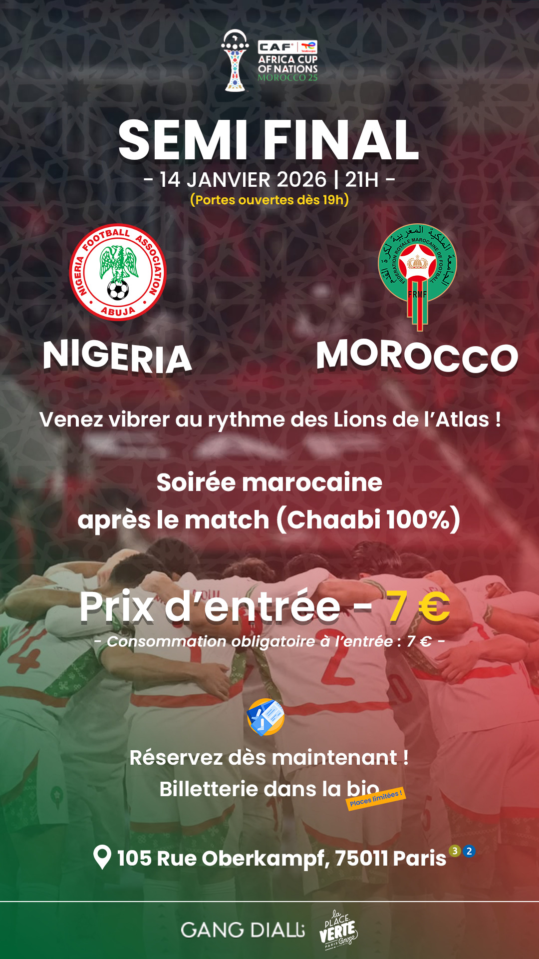 Ambiance 212% marocaine | Demi-finale CAN 2025 : Maroc vs Nigeria